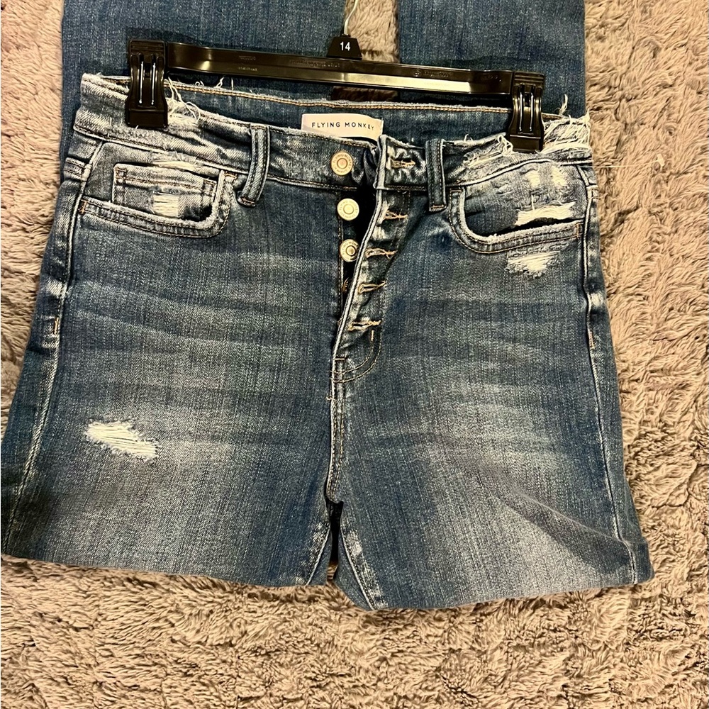 Flying Monkey High Rise Flare Women's Blue Jeans